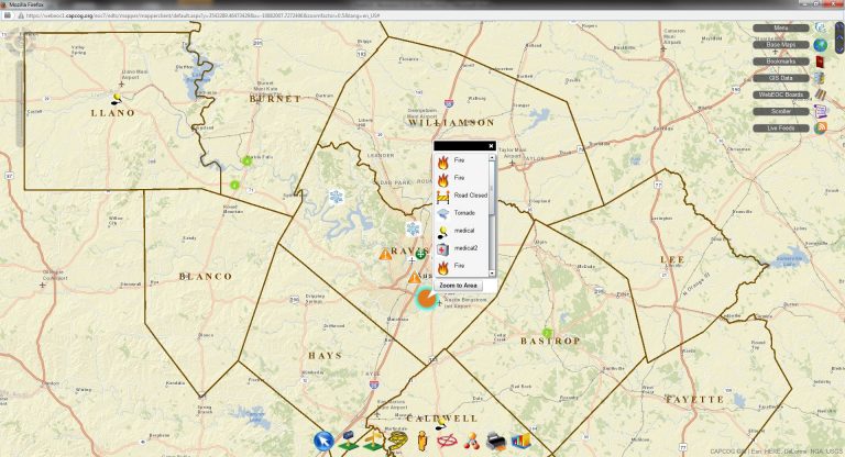 webeoc screenshot of map