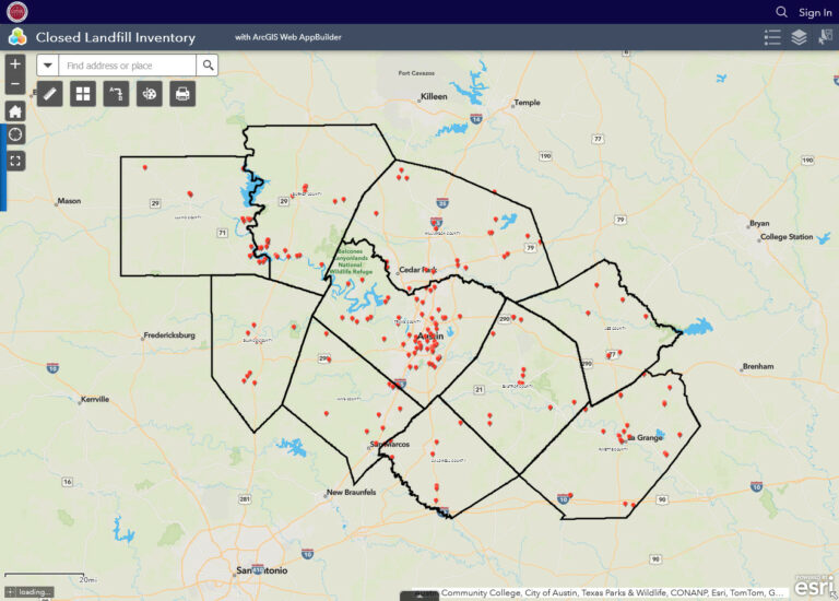 Screenshot of Closed Landfill Inventory map