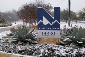 A snowy image of the Northtown Municipal Utility District.
